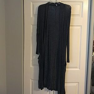 Navy and white duster cardigan
